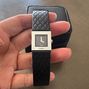 Chanel Matelassé Leather Strap Square Watch